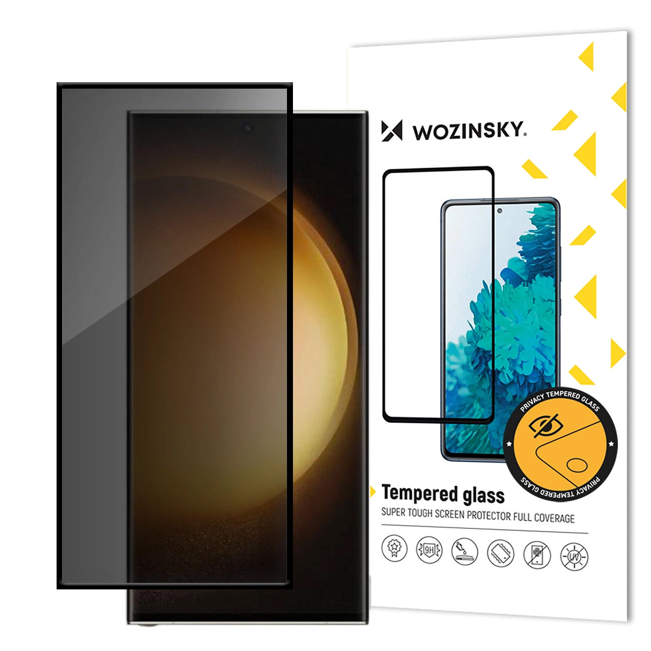 WZK AntiSpy Privacy Screen Protector voor Samsung Galaxy S24 Ultra S928, beschermend glas, volledig gelijmd