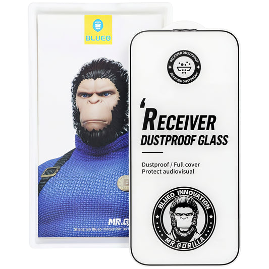 Mr Monkey Glasontvanger Stofdichte Screen Protector voor Apple iPhone 16 Pro Max, Glasschild, Volledig gelijmd, 5D, Zwart