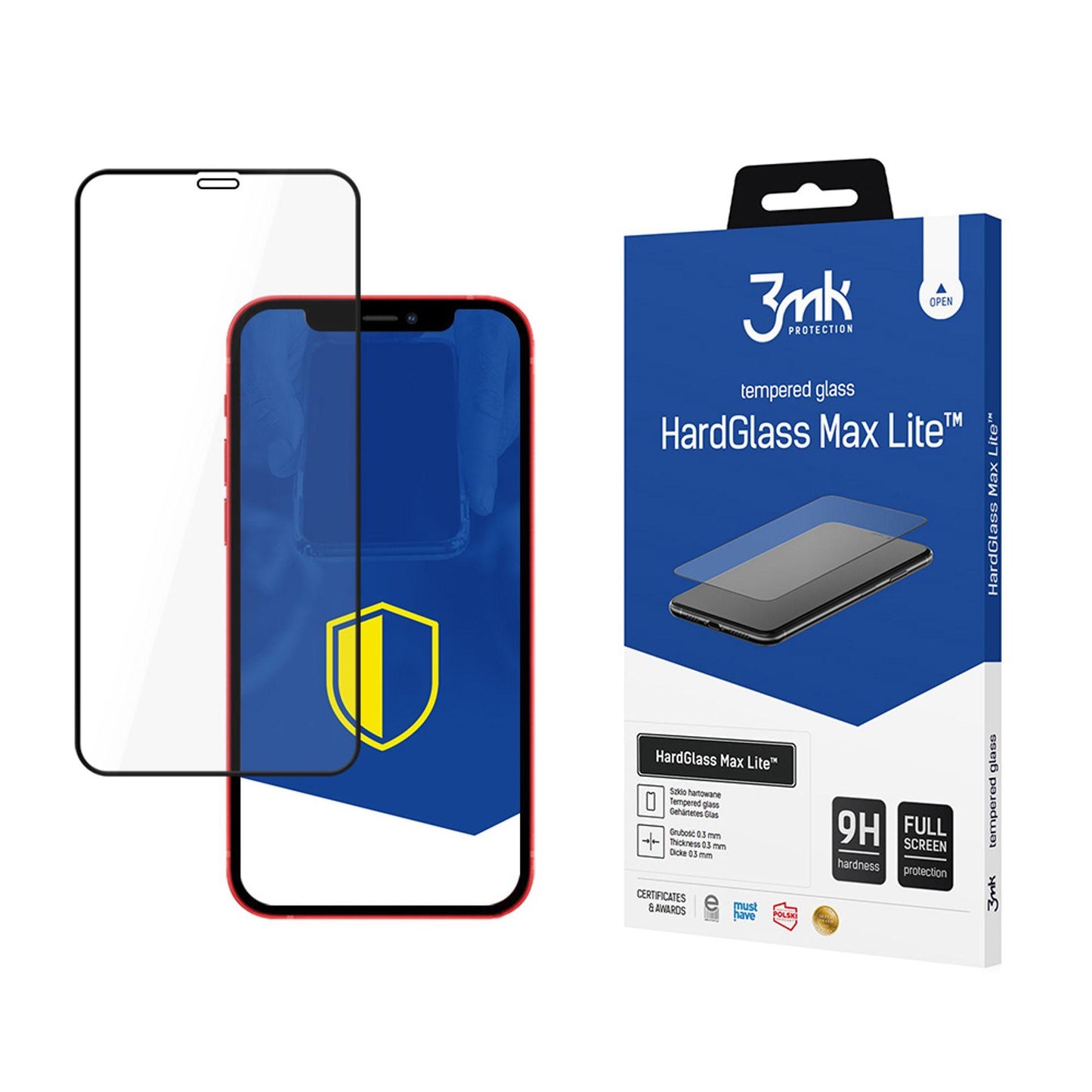 Schermbeveiligingsfolie 3MK HardGlass Max Lite voor Apple iPhone 12 mini, Gehard Glas, Volledige Lijm, Zwart