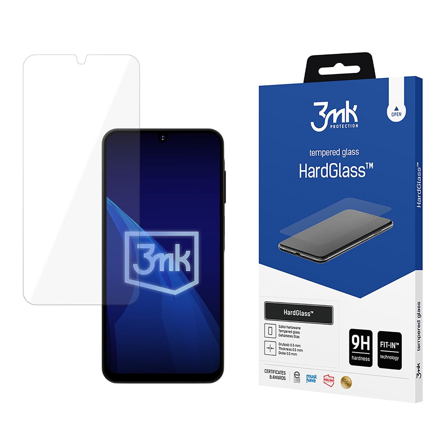 Film de protection d'écran 3MK HardGlass pour Samsung Galaxy A17 4G / A17 5G / A16 5G A166 / A16 4G A165, Verre Trempé, Full Glue