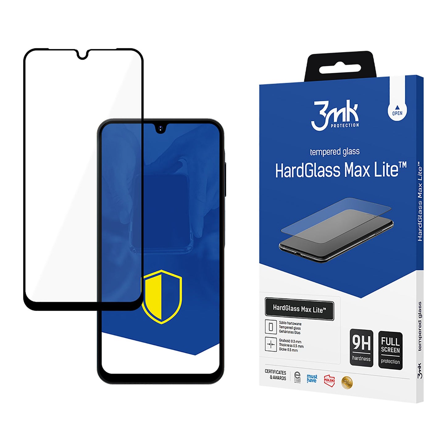 Schermbeveiligingsfolie 3MK HardGlass Max Lite voor Samsung Galaxy A26 A266 / A16 5G A166, Gehard Glas, Volledige Lijm, Zwart