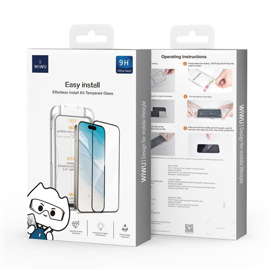Displayschutzfolie WiWu Wi-SQ008 für Apple iPhone 16, Glas geschützt, Vollverklebung, Schwarz