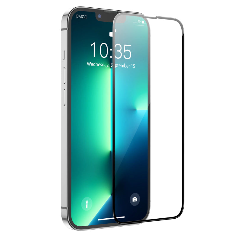 HOCO G16 Screen Protector for Apple iPhone 17e / 16e / 14 / 13 Pro, Tempered Glass, Full Glue, 5D, Black