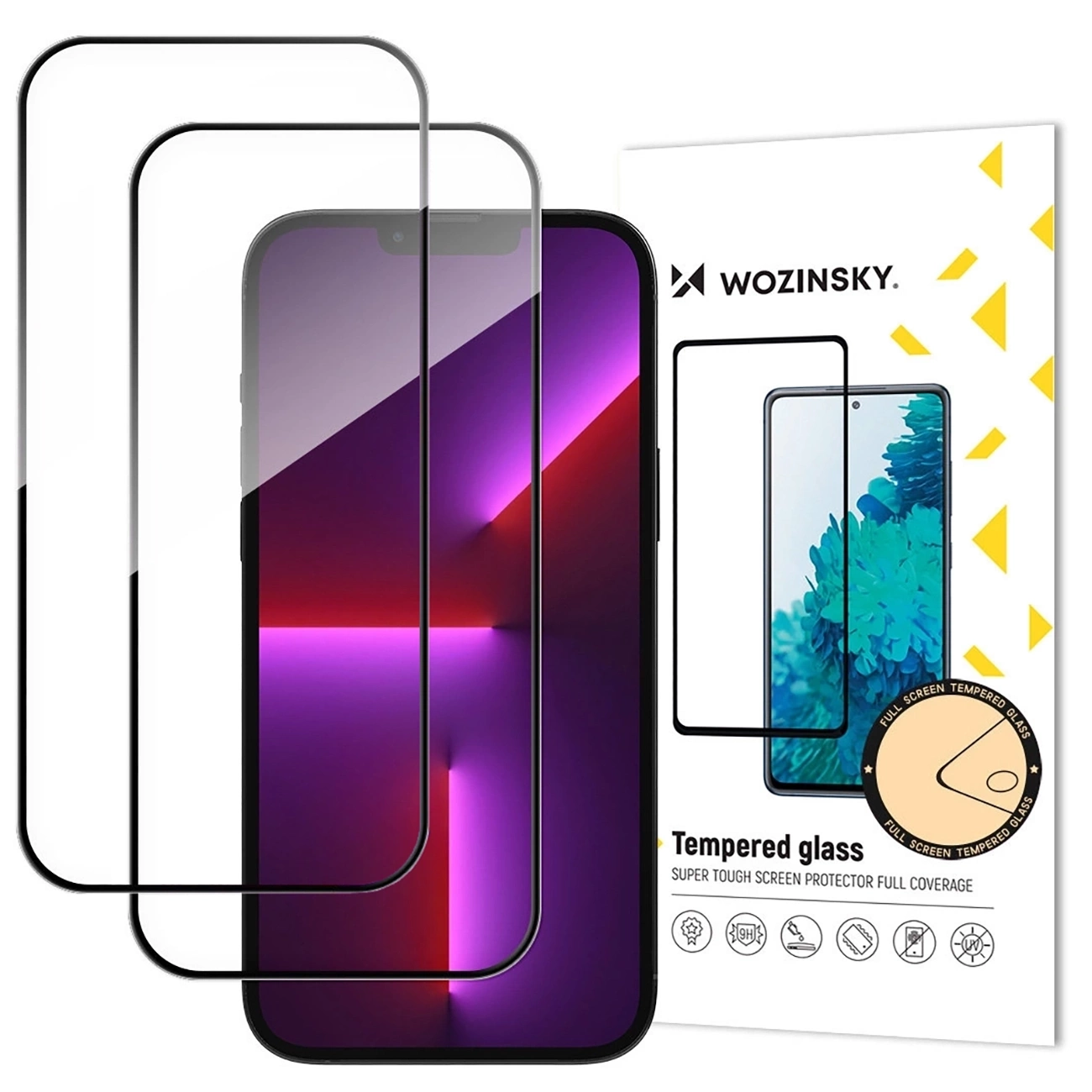 Film de protection d'écran WZK pour Apple iPhone 17 Pro Max, Verre trempé, Collage complet, Lot de 2 pièces, Noir