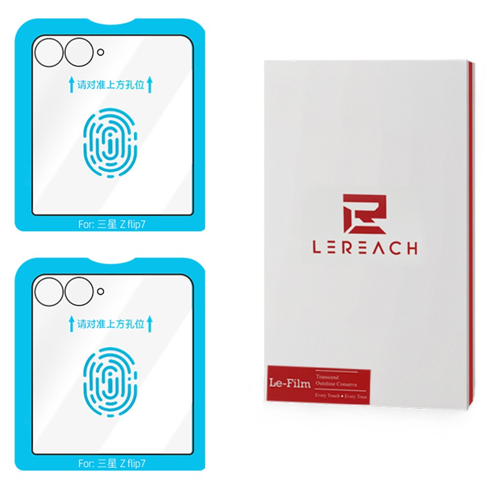 Film de protection écran extérieur Lereach pour Samsung Galaxy Z Flip8 F776 / Galaxy Z Flip7 F766, verre trempé, collage complet, lot de 2 pièces, noir