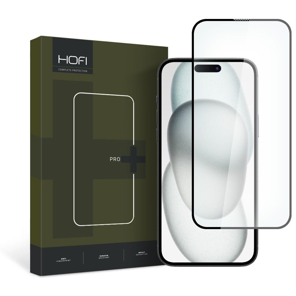 Film de protection d'écran HOFI PRO+ pour Apple iPhone 15, Verre trempé, Full Glue, 2.5D, Noir