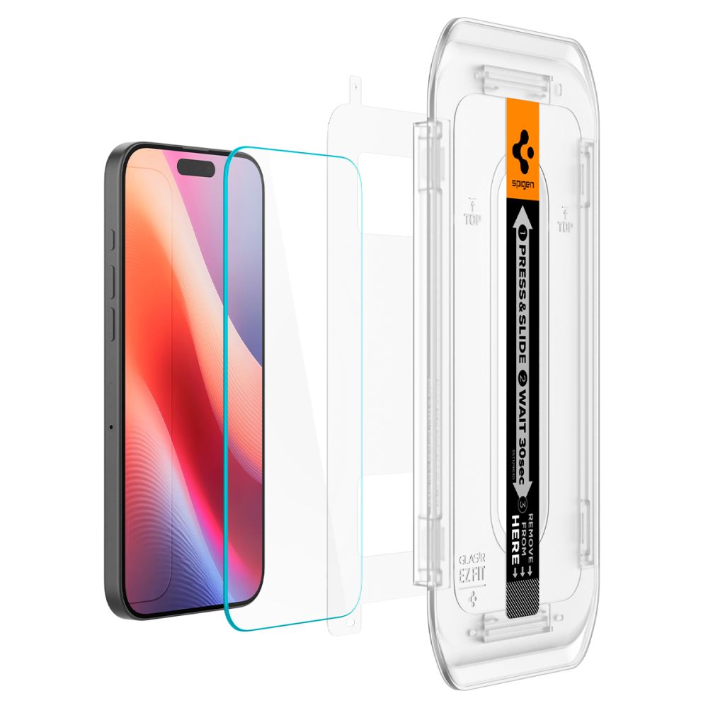 Schutzfolie Spigen GlastR EZ FIT für Apple iPhone 16 Pro, gehärtetes Glas, Full Glue AGL07935