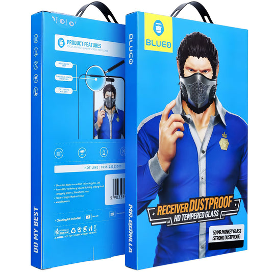 Mr Monkey Glasontvanger Stofdichte Screen Protector voor Apple iPhone 16 Pro Max, Glasschild, Volledig gelijmd, 5D, Zwart
