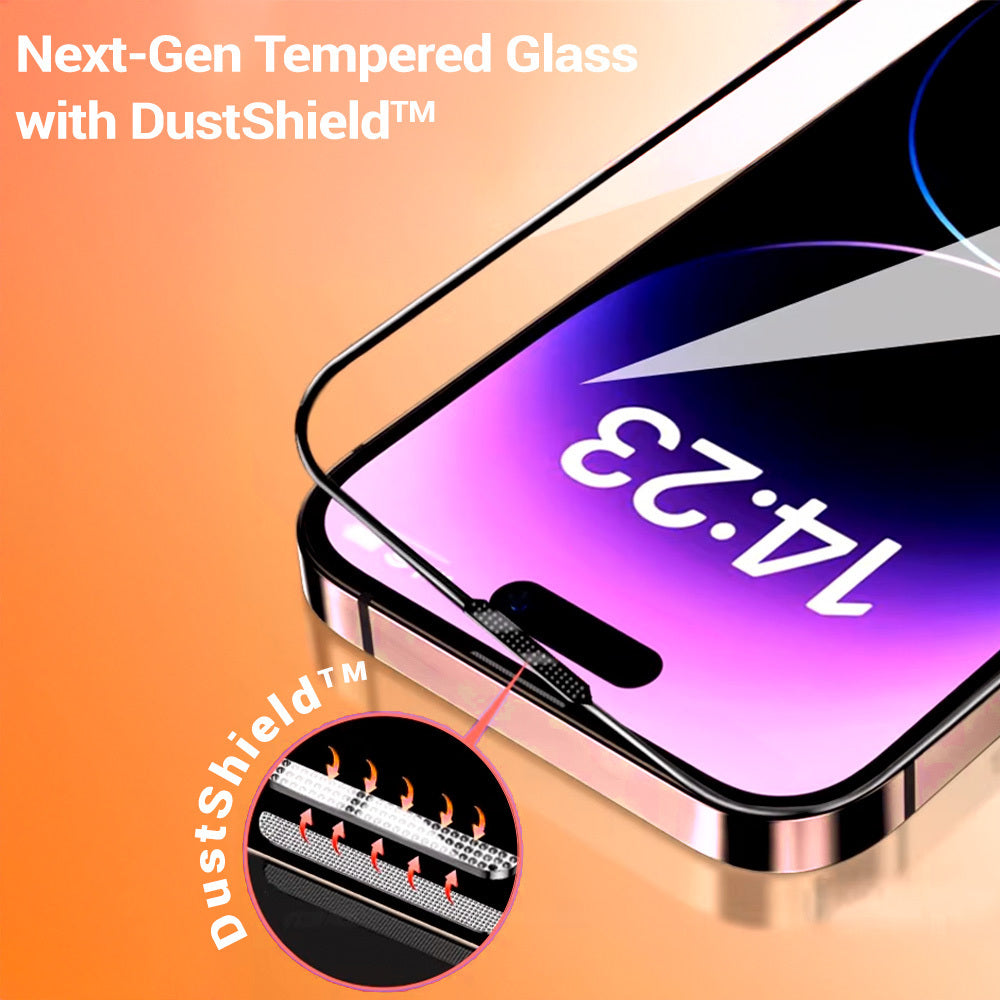 Tel Protect 10X HD Plus Titanium schermbeschermer voor Apple iPhone 17 / 16 Pro, gehard glas, volledige kleeflaag, zwart