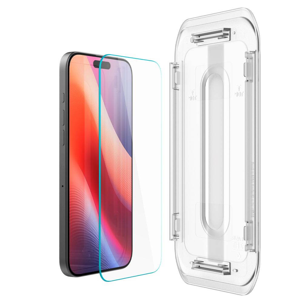 Schutzfolie Spigen GlastR EZ FIT für Apple iPhone 16 Pro, gehärtetes Glas, Full Glue AGL07935