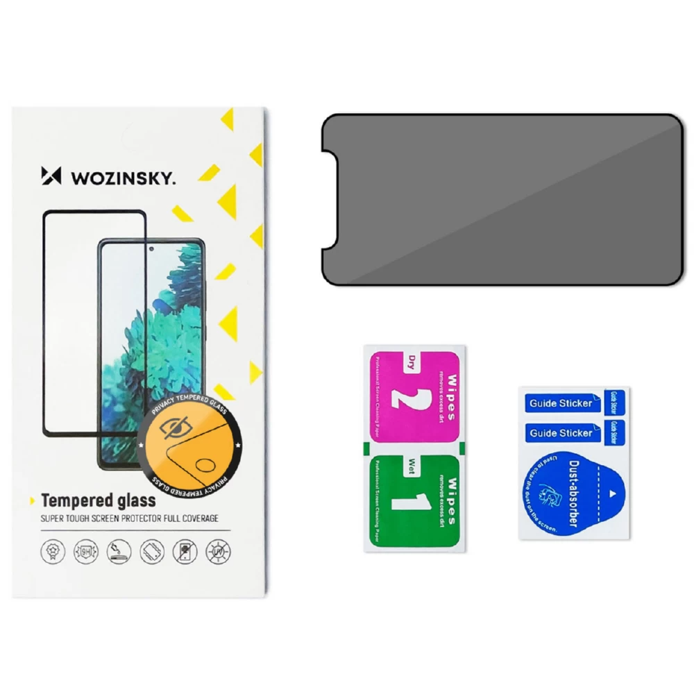 Privacy Screen Protector WZK AntiSpy voor Apple iPhone 15 Pro, Gehard Glas, Volledige Lijm
