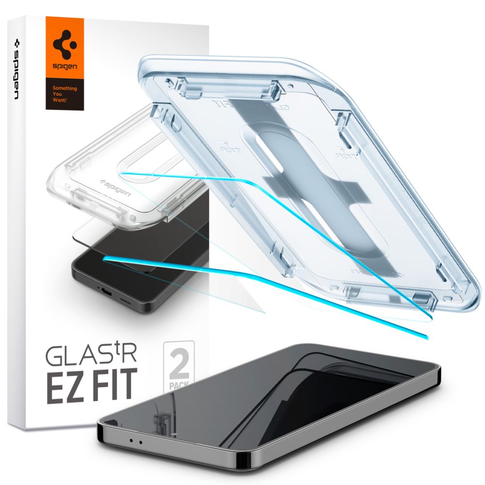 Schermbeschermer Spigen EZ FIT voor Samsung Galaxy S25 S931 / S24 S921, Glasbeschermd, Volledig gelijmd, Set 2 stuks