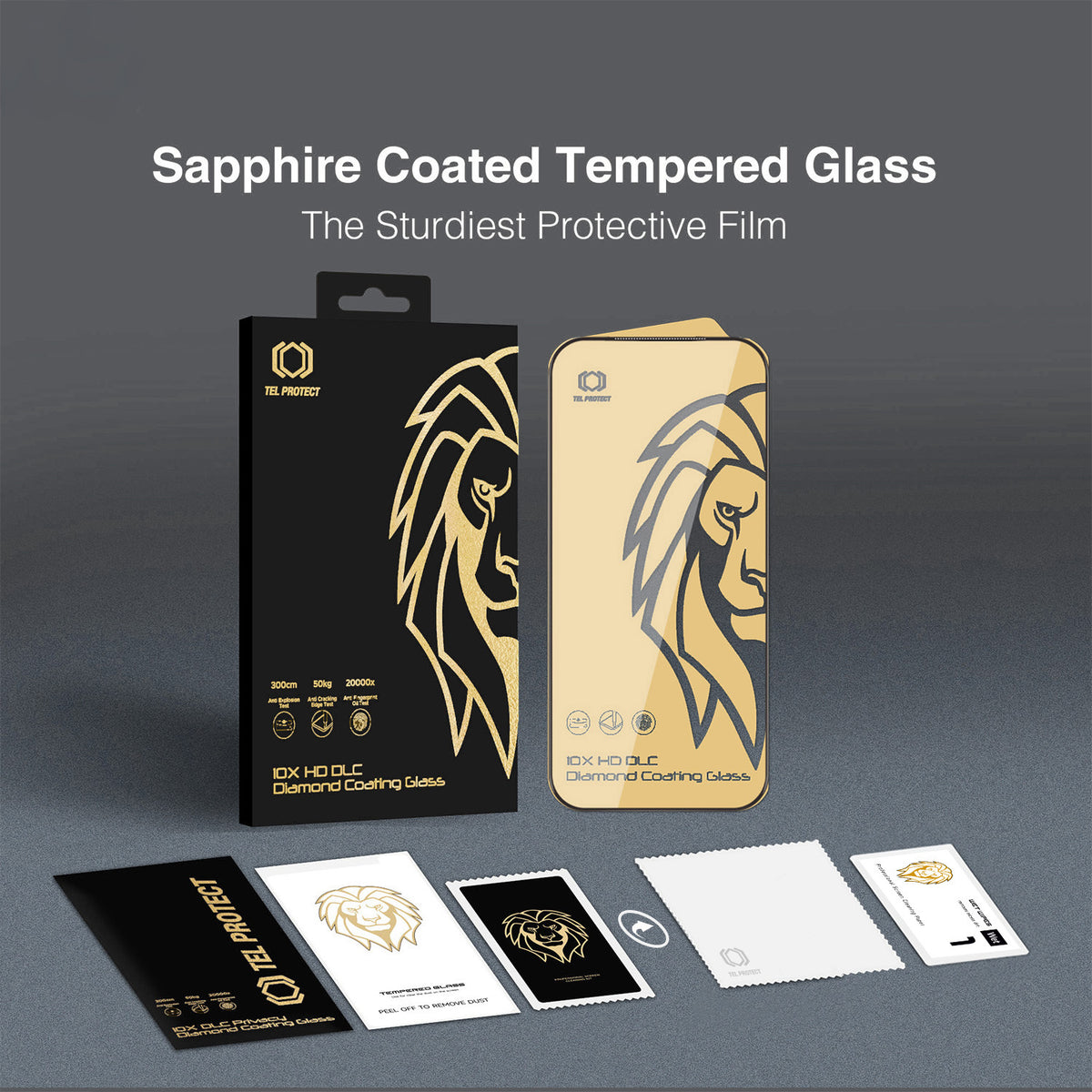 Tel Protect 10X HD DLC Diamond Coating schermbeschermer voor Apple iPhone 17 / 16 Pro, gehard glas, volledige kleeflaag, zwart
