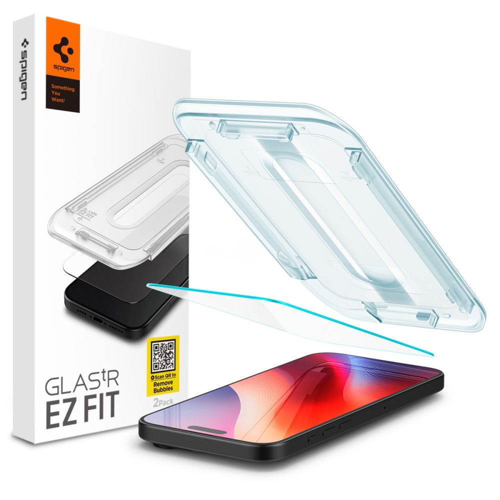 Schutzfolie Spigen GlastR EZ FIT für Apple iPhone 16 Pro, gehärtetes Glas, Full Glue AGL07935