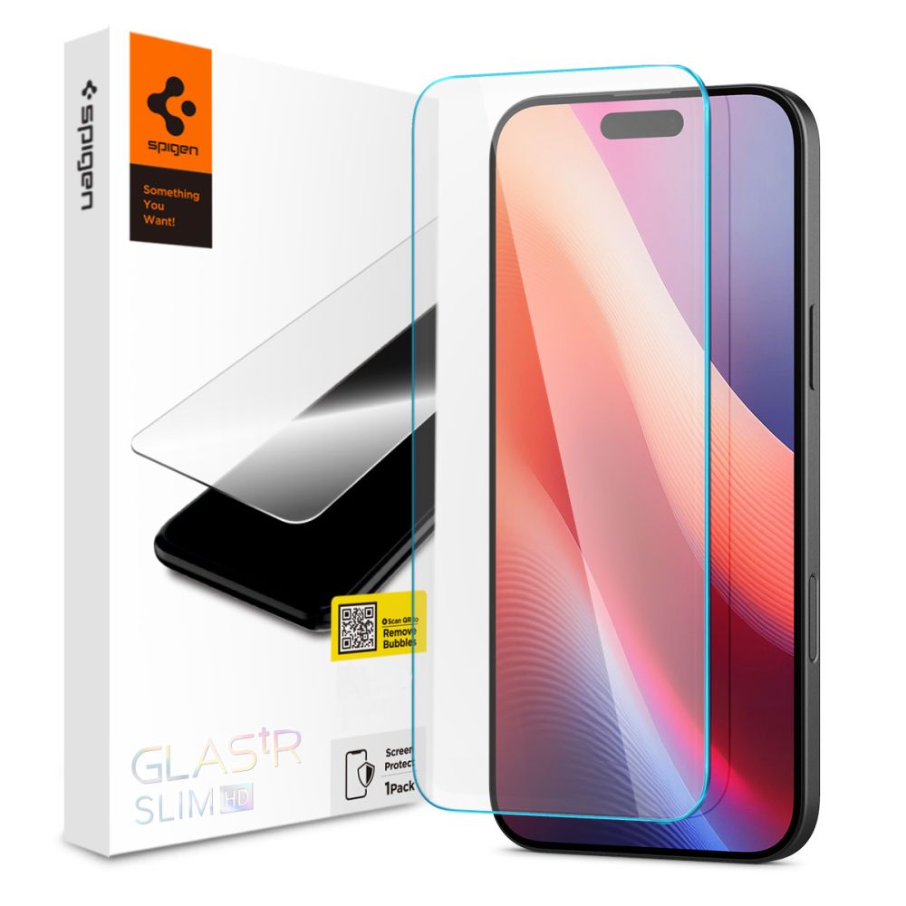 Film de protection écran Spigen GlastrR Slim HD pour Apple iPhone 16 Pro, Verre Trempé, Full Glue, 2.5D AGL07937