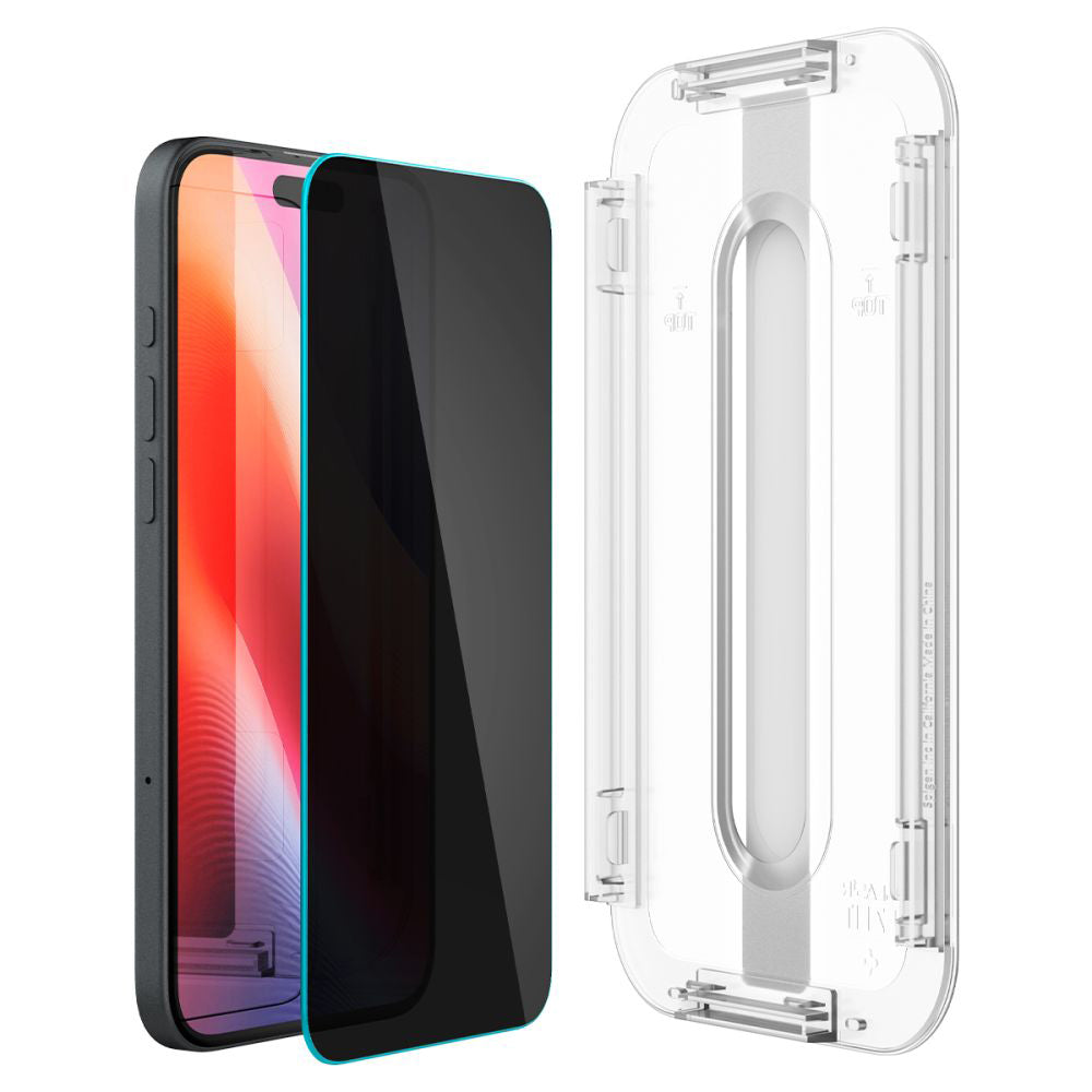 Schutzfolie Spigen GlastR EZ FIT für Apple iPhone 17e / 16e / 14 / 13 Pro, gehärtetes Glas, Vollkleber, Set 2 Stück AGL03385