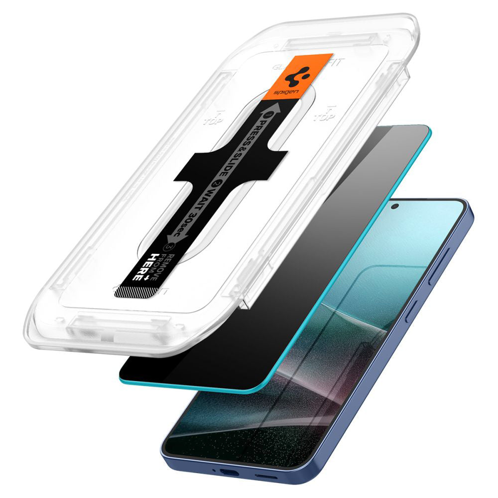Film de protection d'écran Privacy Spigen GlastR EZ FIT HD pour Samsung Galaxy S25 S931 / S24 S921, Verre trempé, Collage complet, Lot de 2 pièces