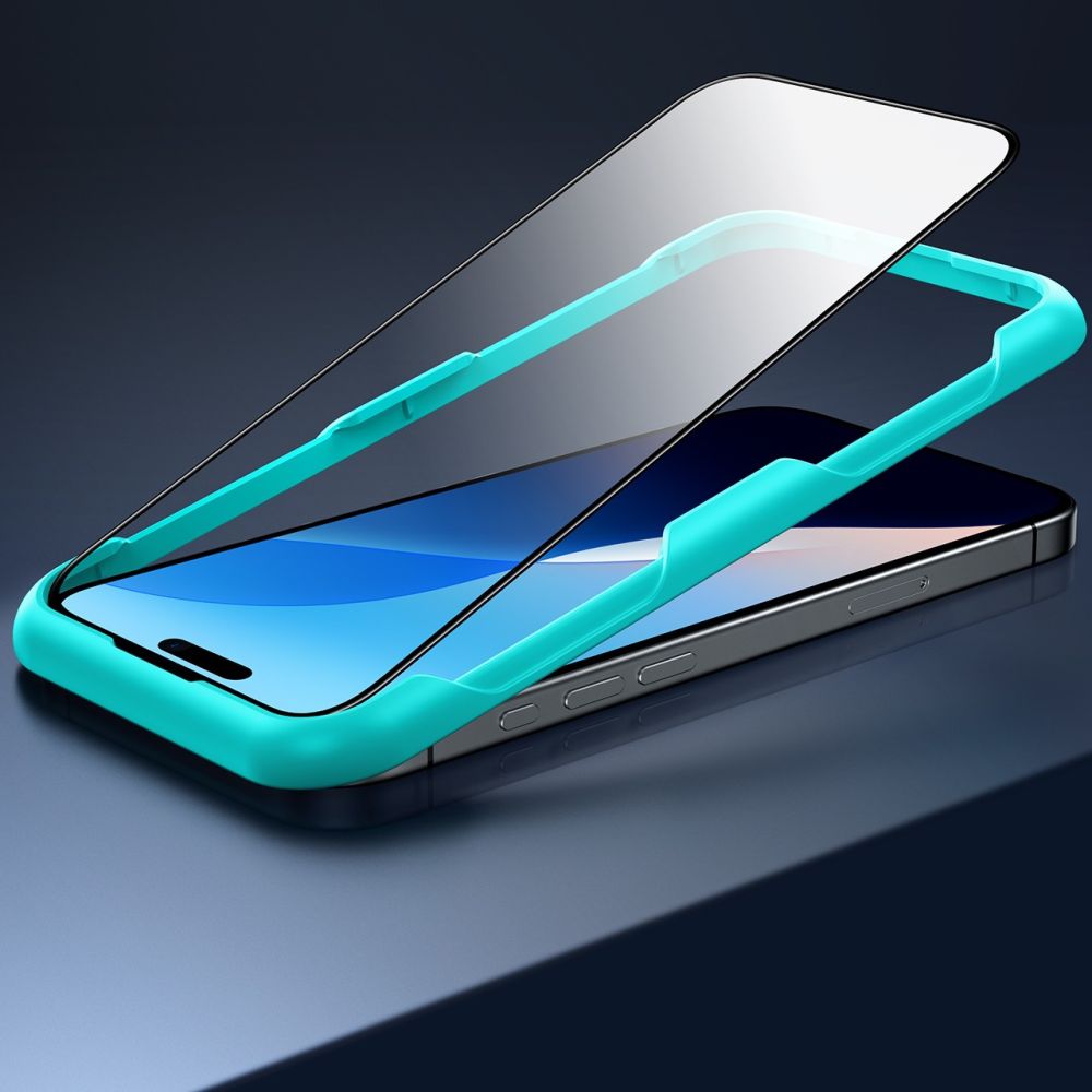 ESR schermbeschermfolie voor Apple iPhone 16 / 15, Gehard Glas, Volledige Lijm, Set van 2 stuks, Zwart