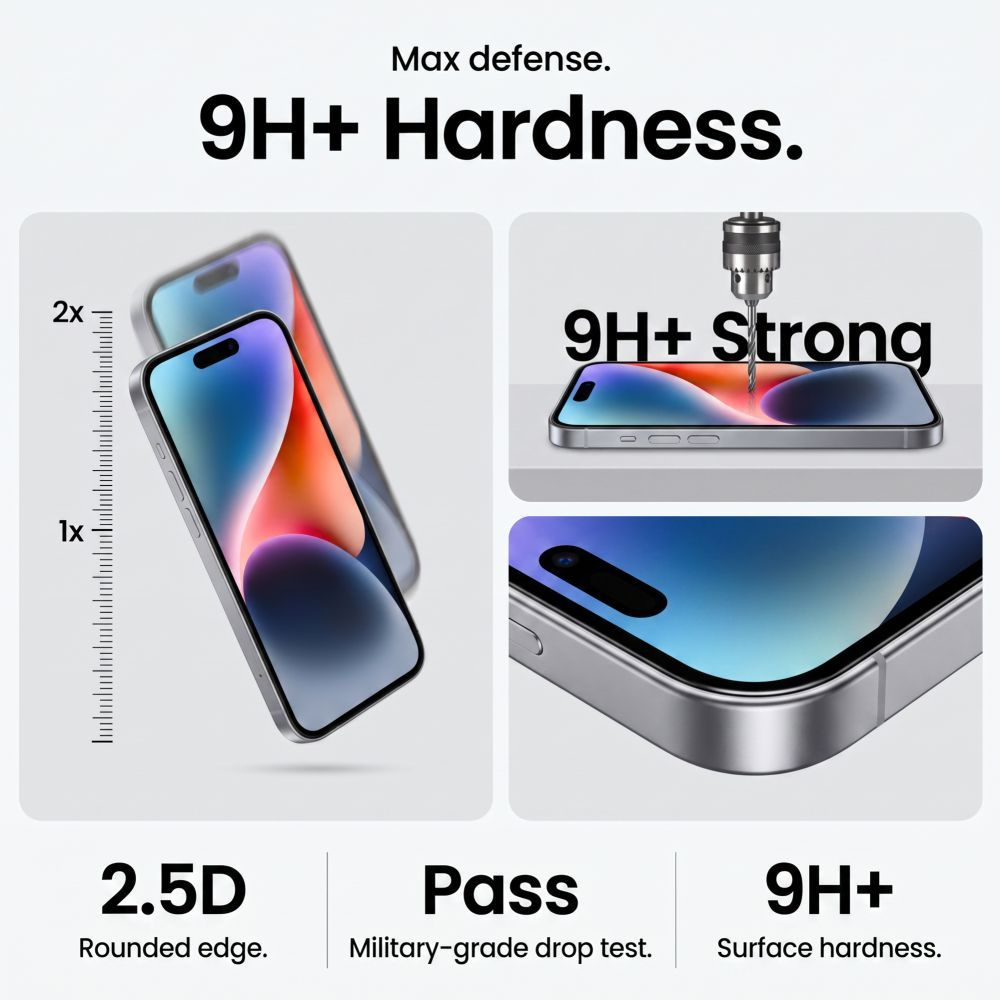 Tech-Protect OneTouch Screen Protector for Apple iPhone 18 Pro Max / 17 Pro Max, Tempered Glass, Full Glue, Set of 2 pieces, Transparent
