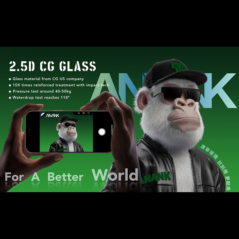 Beschermfolie Anank 10X Reinforced CG voor Apple iPhone 17, Gehard Glas, Volledige Lijm, 2.5D, Zwart