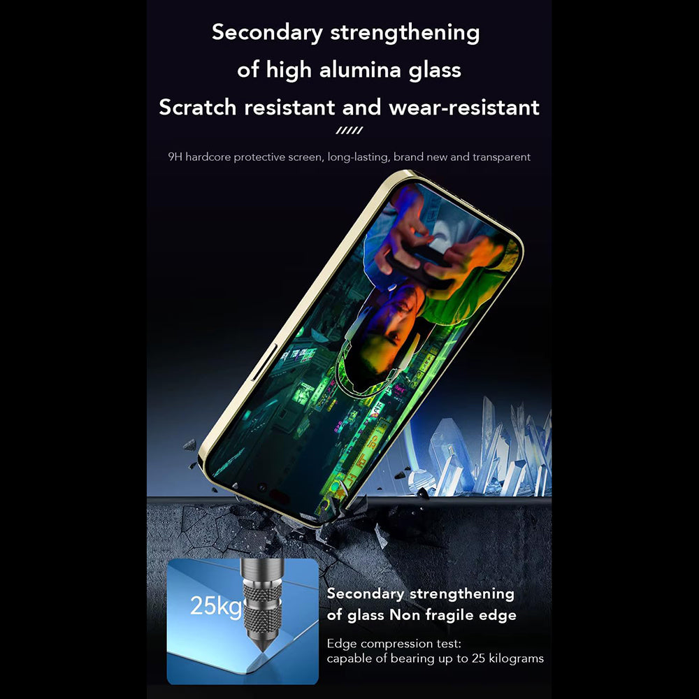 Film de protection d'écran Anank 1X Renforcé Anti-empreintes pour Apple iPhone 16 Pro, Verre Trempé, Collage Complet, 2.5D, Noir