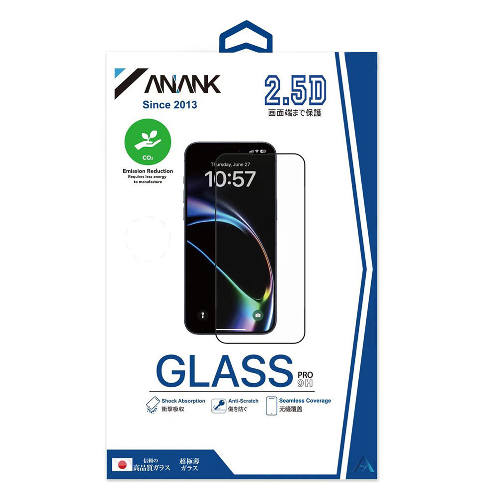 Film de protection d'écran Anank 1X Renforcé pour Apple iPhone 16 Pro, Verre Trempé, Collage Complet, 2.5D, Lot de 10 pièces, Noir
