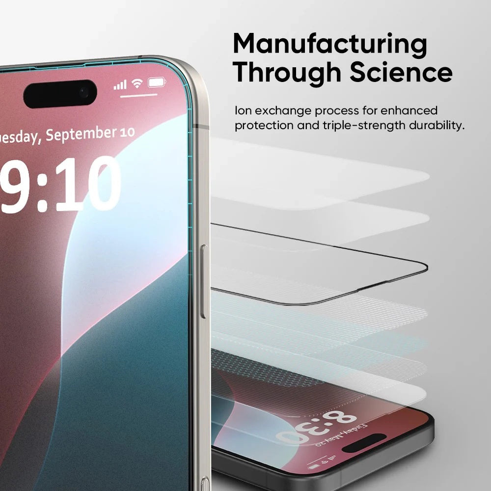 Beschermfolie Anank 5X Versterkt Onzichtbaar voor Apple iPhone 17 Pro Max, Gehard Glas, Volledige Lijm, 3D, Zwart