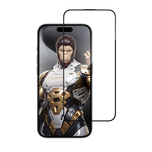 Blueo AR Displayschutzfolie für Apple iPhone 16 Pro, gehärtetes Glas, Full Glue, 3D, Schwarz