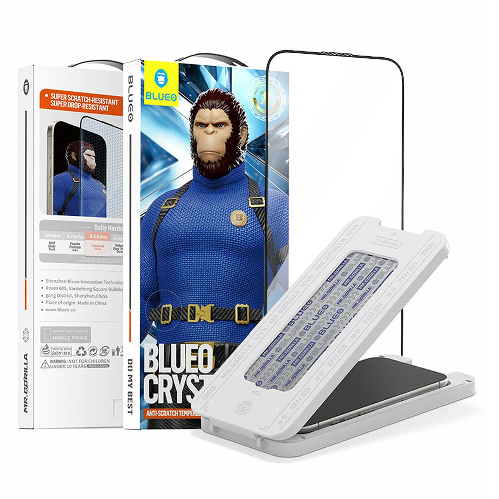 Beschermfolie Blueo Crystal Anti-Scratch Applicator voor Apple iPhone 17 Air, Gehard Glas, Volledige Lijm, Zwart