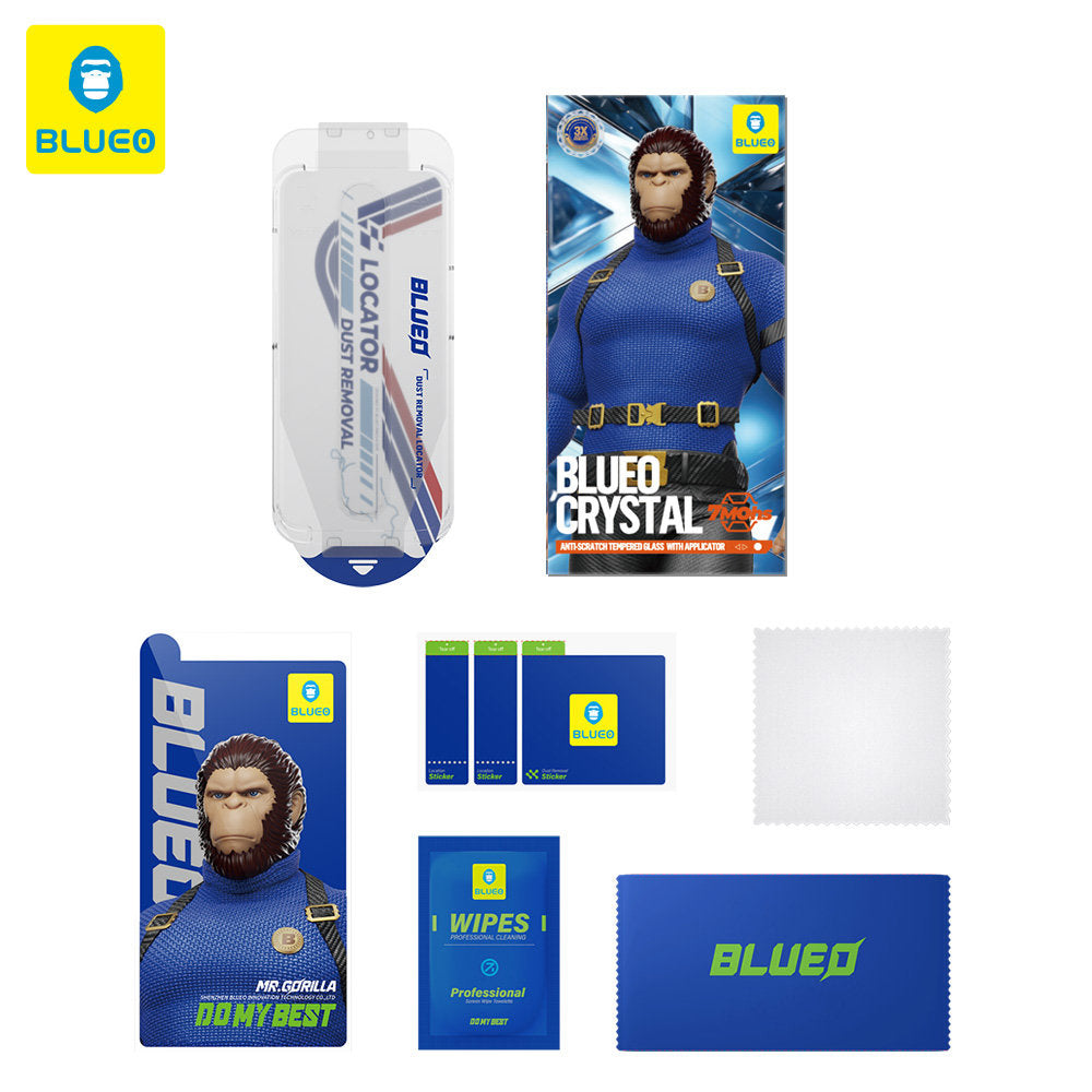 Beschermfolie Blueo Crystal Anti-Scratch Applicator voor Apple iPhone 17 Air, Gehard Glas, Volledige Lijm, Zwart