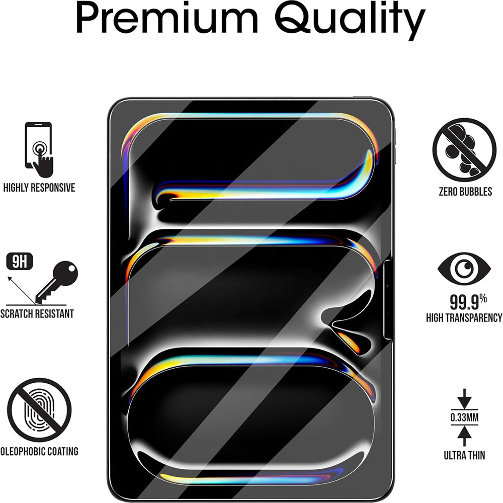 Film de protection d'écran Blueo HD pour Apple iPad Air 11 (2024), Verre trempé, Collage intégral
