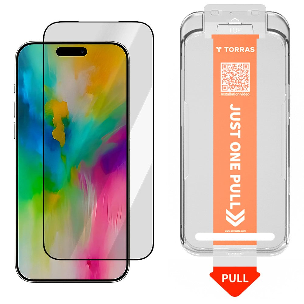 Schutzfolie Torras GlassGo Install Master für Apple iPhone 17 Pro Max, gehärtetes Glas, Full Glue
