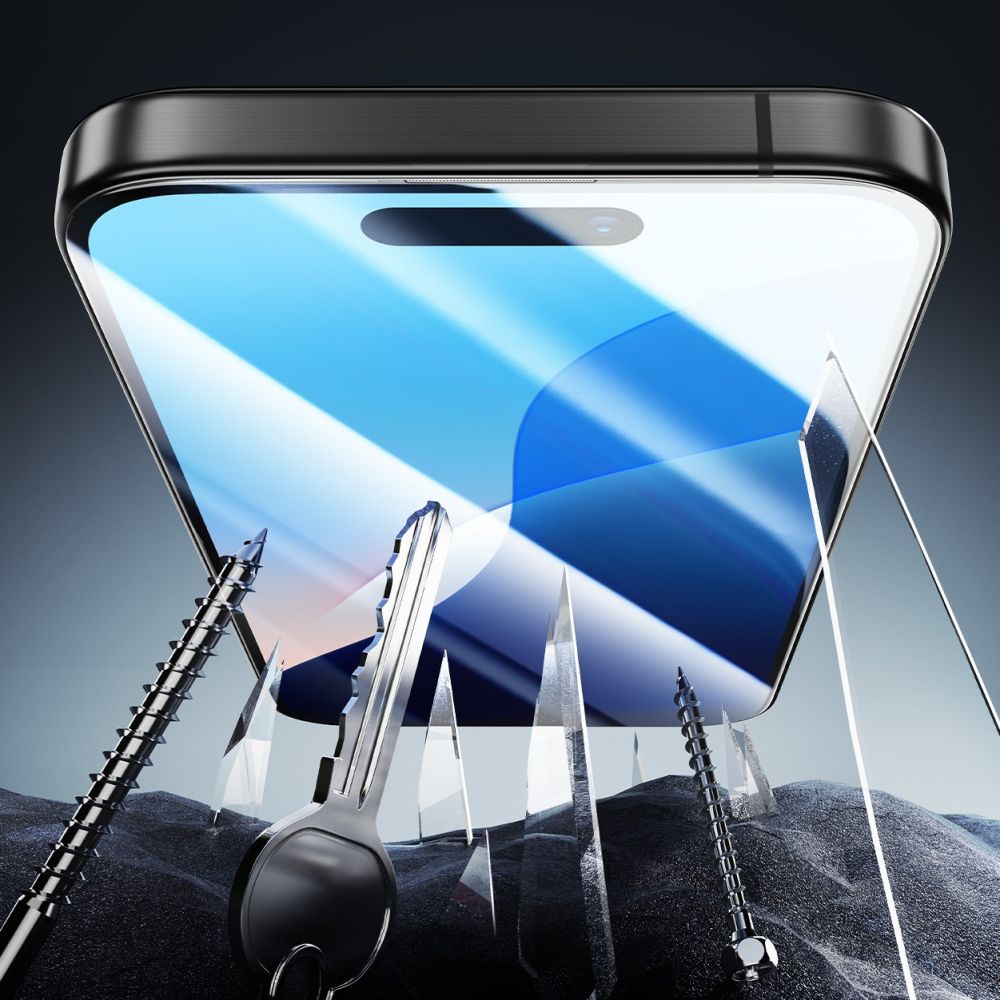 Beschermfolie ESR Armorite voor Apple iPhone 16 Plus / 15 Plus, Gehard Glas, Volledige Lijm, Zwart