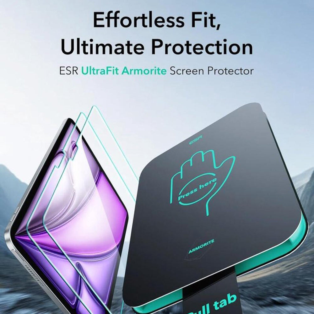 Schutzfolie ESR Armorite UltraFit für Apple iPad Air 13 (2025) / Air 13 (2024), gehärtetes Glas, Vollkleber, Set mit 2 Stück