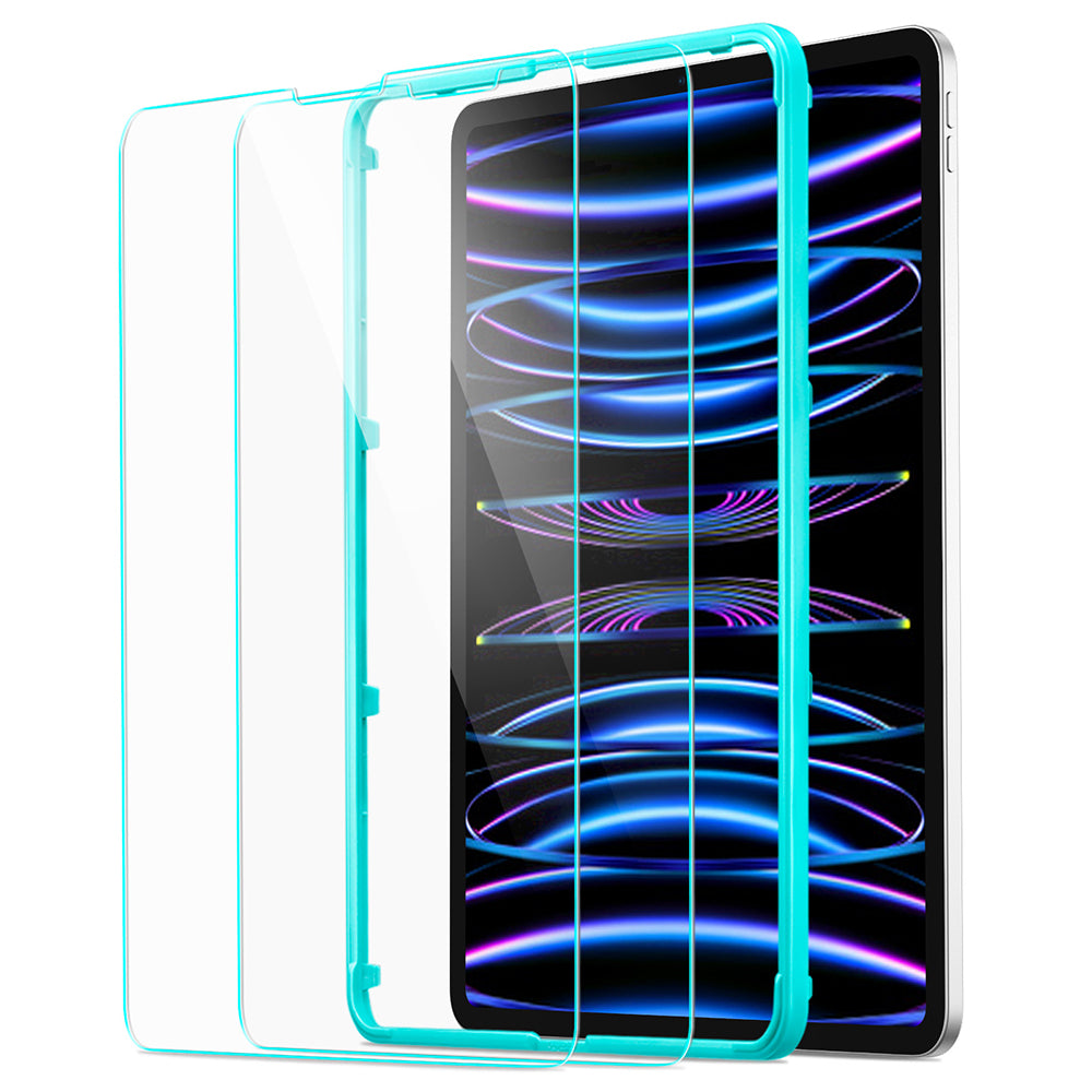 Schutzfolie ESR Bildschirm für Apple iPad Air (2022) / Pro 11 (2021) / Air (2020), Gehärtetes Glas, Vollverklebung, Set 2 Stück