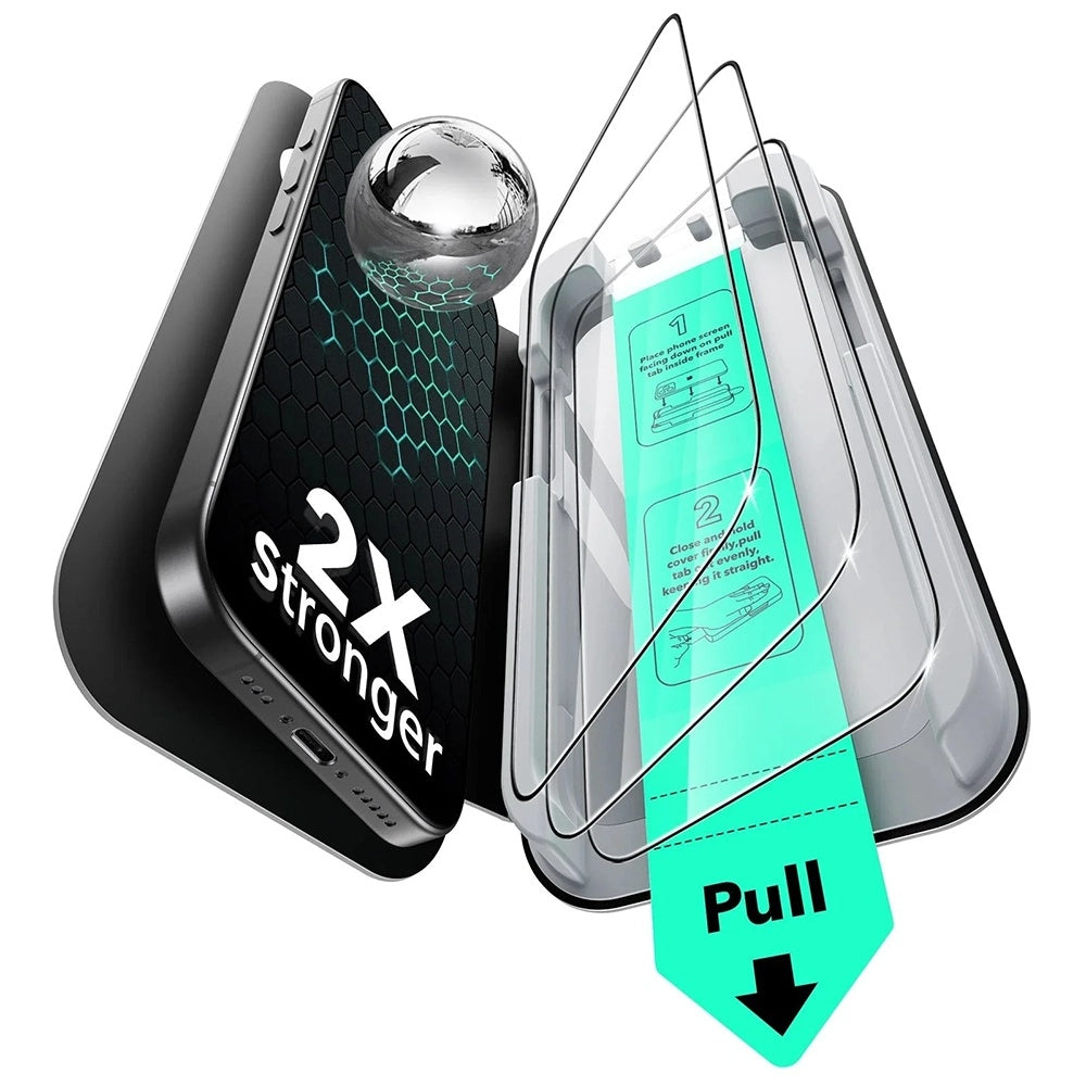 Beschermfolie ESR UltraFit voor Apple iPhone 17 / 16 Pro, Gehard Glas, Volledige Lijm, Set van 3 Stuks