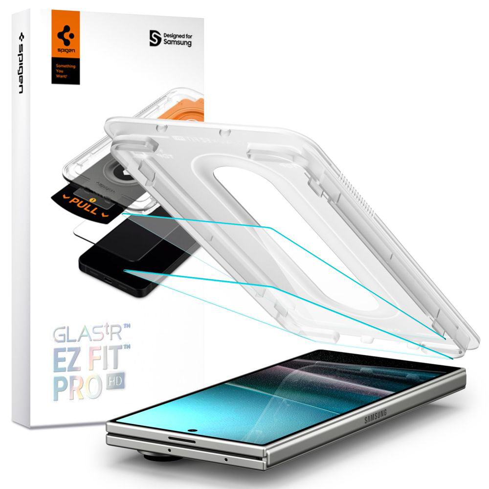 Schutzfolie Außenbildschirm Spigen GlastR EZ FIT Pro HD für Samsung Galaxy Z Fold7 F966, Gehärtetes Glas, Vollkleber, Set 2 Stück AGL09579