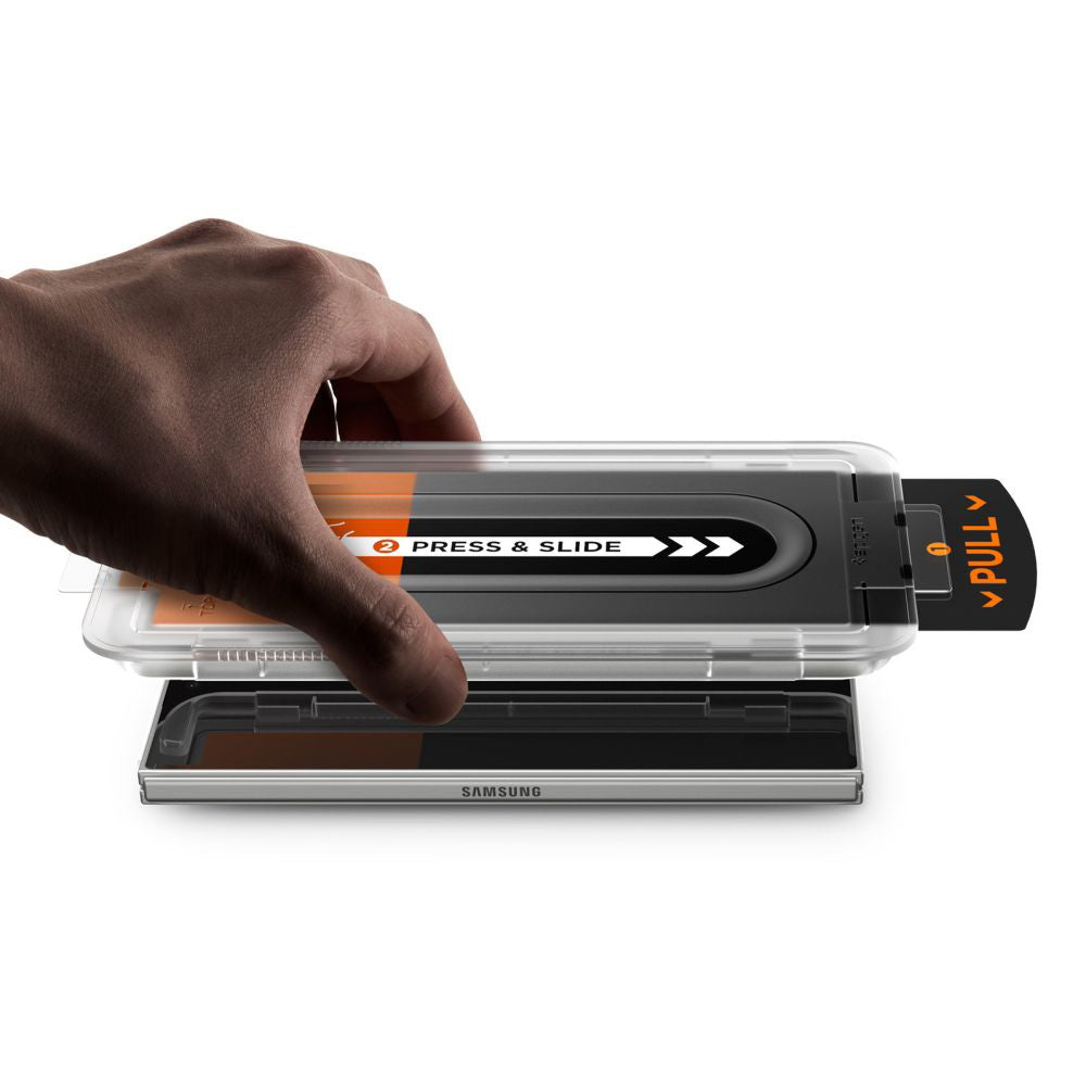 Schutzfolie Außenbildschirm Spigen GlastR EZ FIT Pro HD für Samsung Galaxy Z Fold7 F966, Gehärtetes Glas, Vollkleber, Set 2 Stück AGL09579