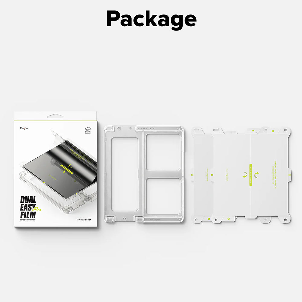 Film de protection d'écran intérieur Ringke Dual Easy Pro pour Samsung Galaxy Z Fold7 F966, plastique, lot de 2 pièces