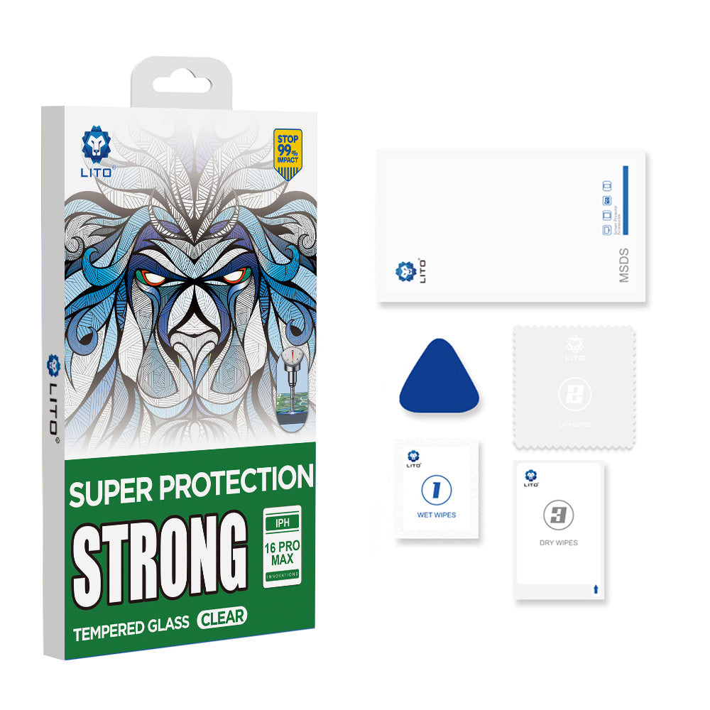 Beschermfolie Lito D+ Max Strong voor Apple iPhone 17 Pro, Gehard Glas, Volledige Lijm, Zwart