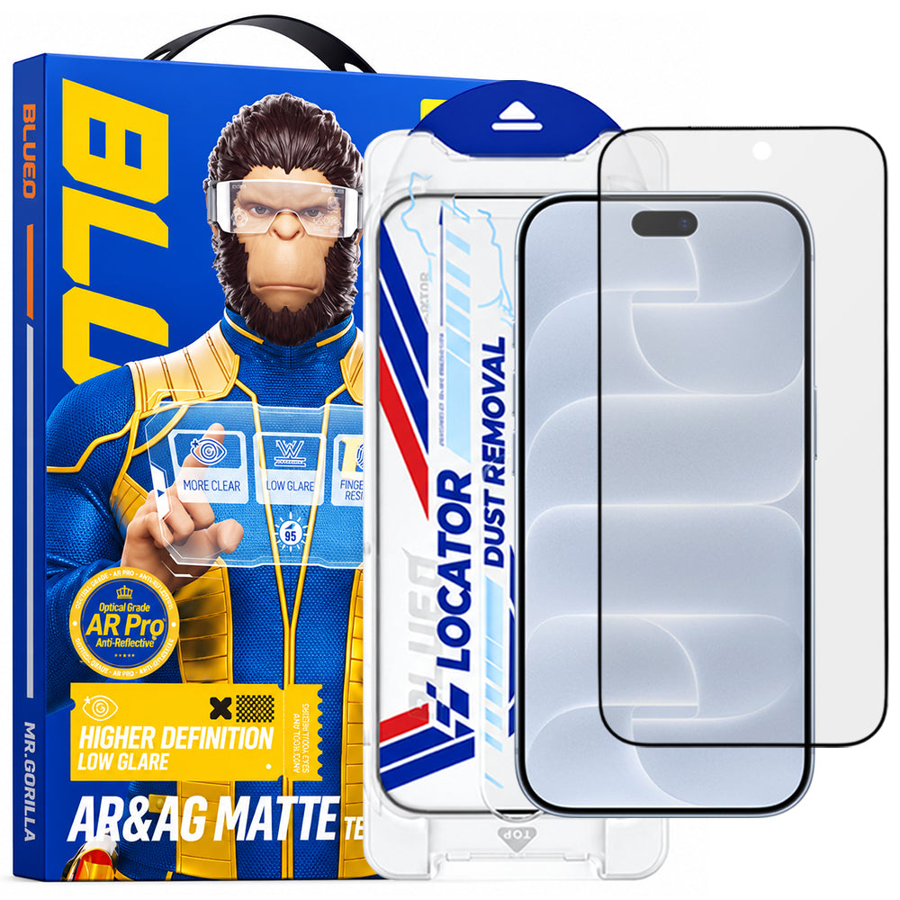 Blueo Matte Anti-Reflective Applicator Pro-schermbeschermer voor Apple iPhone 18 Pro, gehard glas, volledige kleeflaag, zwart