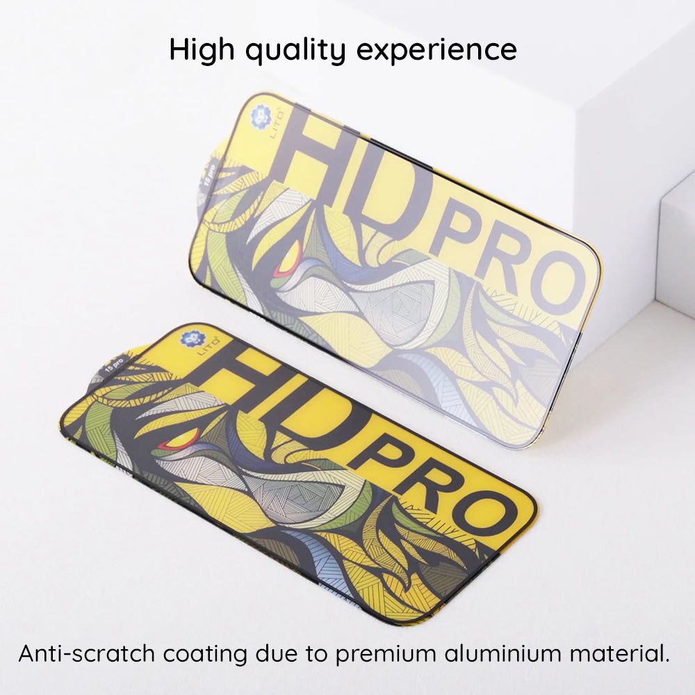 Film de protection d'écran mat Lito HD Pro pour Apple iPhone 16 Pro, verre trempé, adhésif complet, noir