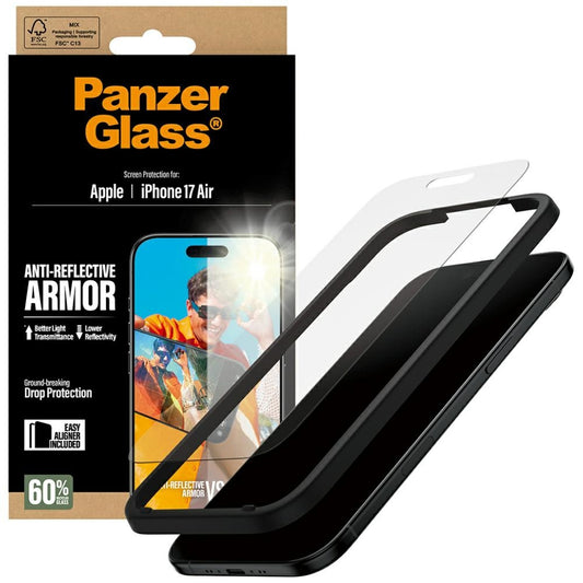 Film de protection écran mat PanzerGlass Armor EasyAligner pour Apple iPhone 17 Air, Verre Trempé, Full Glue