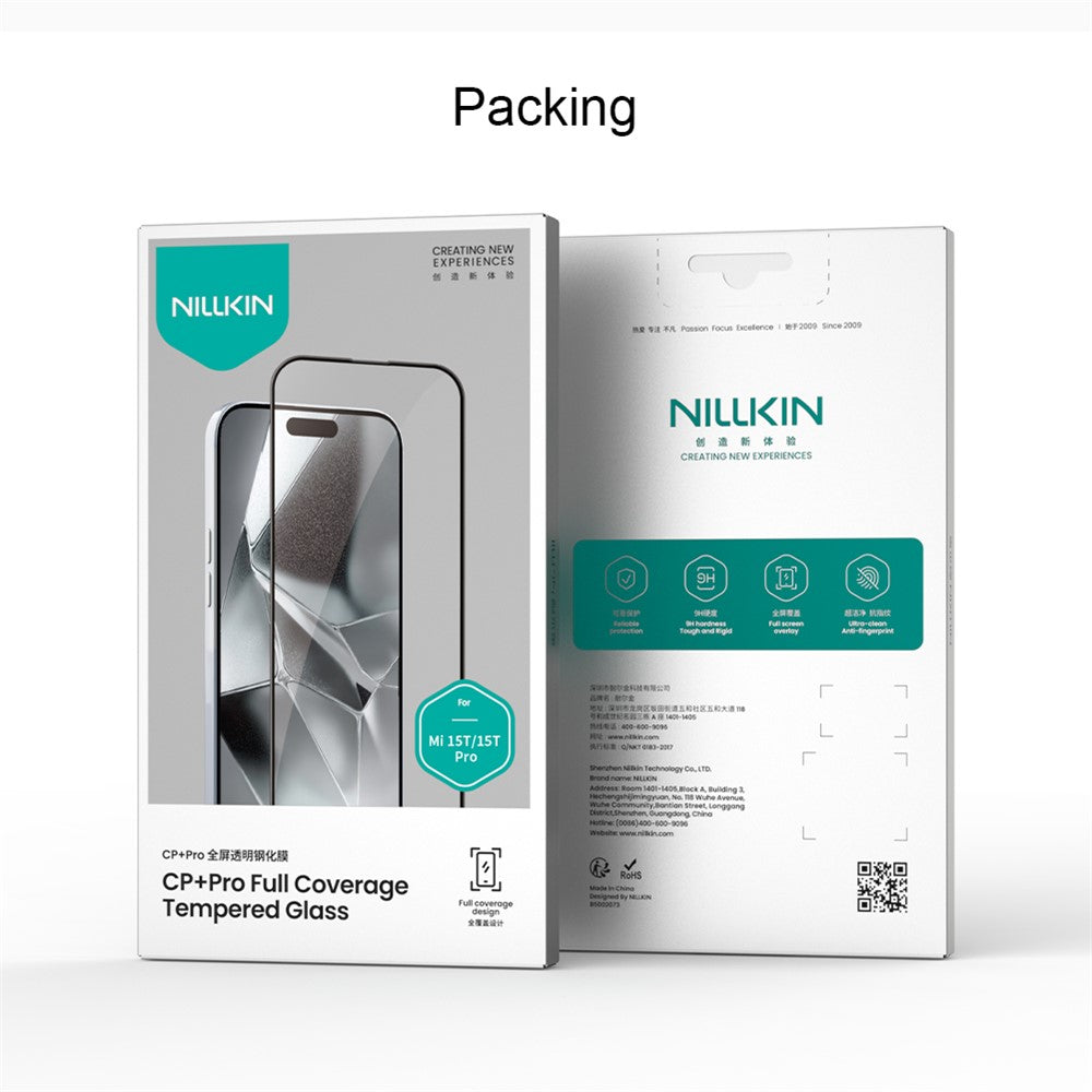 Nillkin CP+ Pro schermbeschermfolie voor Xiaomi 15T Pro / 15T, gehard glas, volledige lijm, zwart
