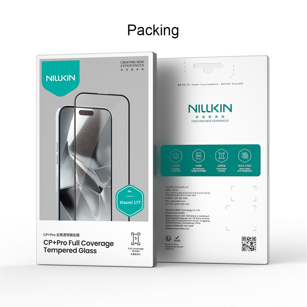 Nillkin CP+ Pro schermbeschermfolie voor Xiaomi 17T, gehard glas, volledige lijm, zwart