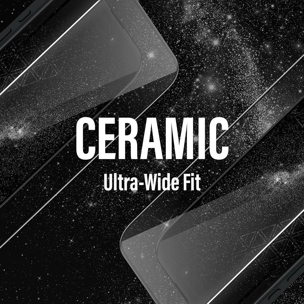 Beschermfolie PanzerGlass Ultra-Wide Ceramic II EasyAligner voor Apple iPhone 17 Air, Gehard Glas, Volledige Lijm, Zwart