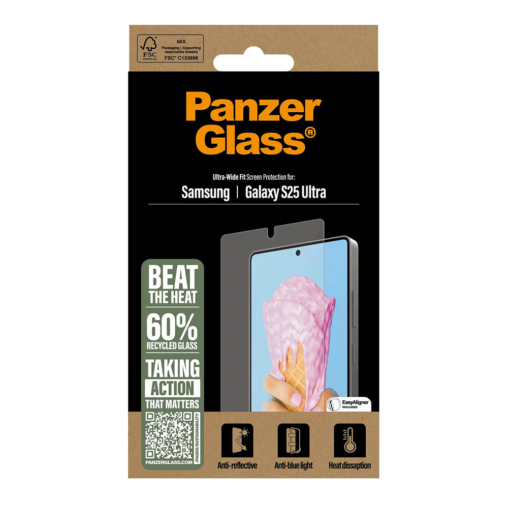 Film de protection d'écran PanzerGlass Ultra-Wide Fit All-in-One pour Samsung Galaxy S25 Ultra S938, Verre Trempé, Full Glue