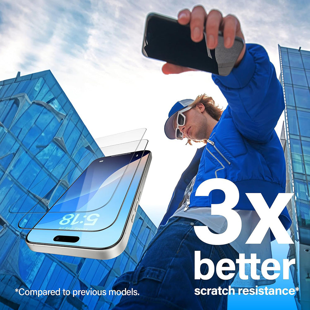 Schutzfolie PanzerGlass Ultra-Wide Fit EasyAligner für Apple iPhone 17 / 16 Pro, gehärtetes Glas, Vollkleber, Schwarz