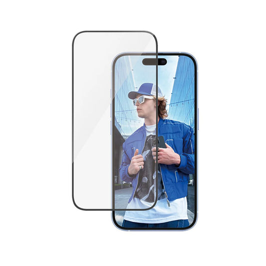 Film de protection d'écran PanzerGlass Ultra-Wide Fit pour Apple iPhone 16 / 15, Verre Trempé, Full Glue, Noir