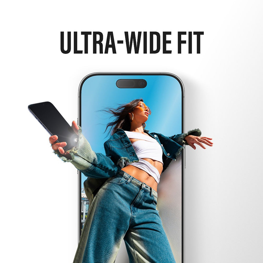 Film de protection d'écran PanzerGlass Ultra-Wide Fit Stealth Fastfit pour Apple iPhone 17 Pro, Verre Trempé, Full Glue, Noir
